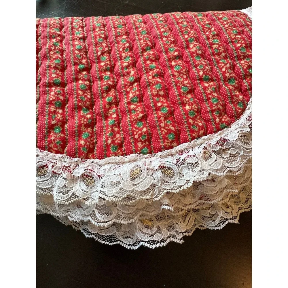 Handmade Quilted Christmas Placemats Set 6 Cottagecore GrandmaCore Red 16x13